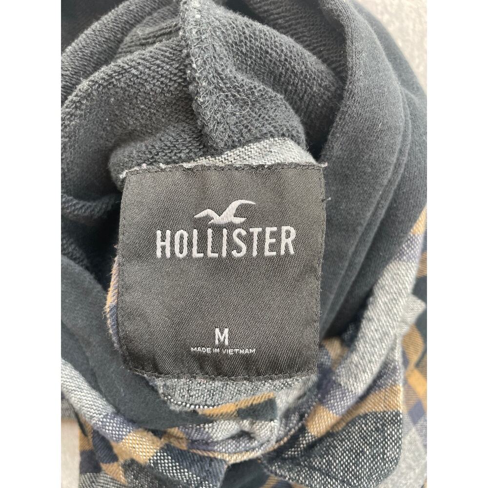 Hollister Shirt Mens Medium Plaid 100% Cotton Hooded‎ Button Up Long Sleeve - Picture 4 of 8